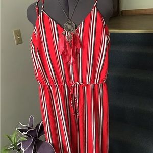 Red and Black striped Jumpsuit